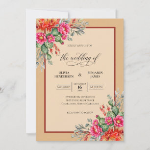Invitation Bouquet de sable magenta Mariage Eucalyptus