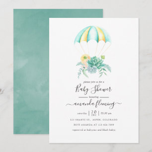 Invitation Bouquet de Succulentes Florales Parachute Baby Sho