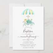 Invitation Bouquet de succulentes florales Parachute Baptême (Devant)