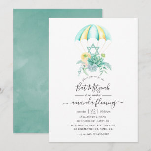 Invitation Bouquet de Succulentes Florales Parachute Bar Mitz