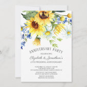Invitation Bouquet de tournesol fête du 25e anniversaire (Devant)