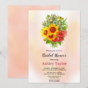Invitation Bouquet de tournesol floral rose poudré pour la Ma