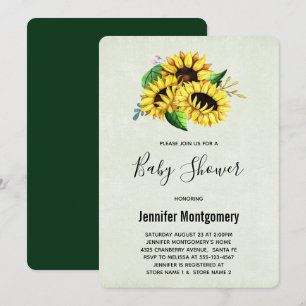 Invitation Bouquet de tournesol jaune dans Baby shower aquare