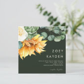 Invitation Bouquet de tournesol | Mariage Carré vert (Debout devant)