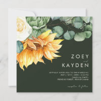 Bouquet de tournesol | Mariage Carré vert