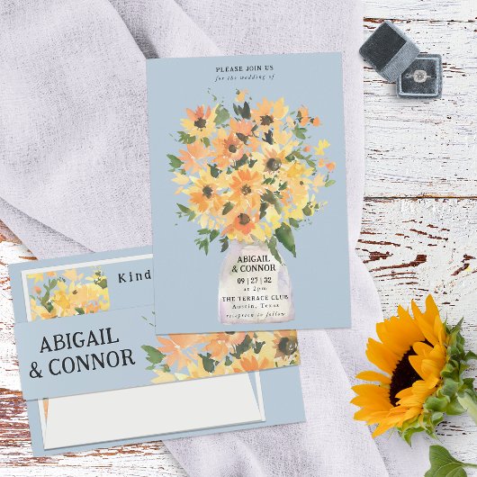 Invitation Bouquet de tournesol rustique aquarelle