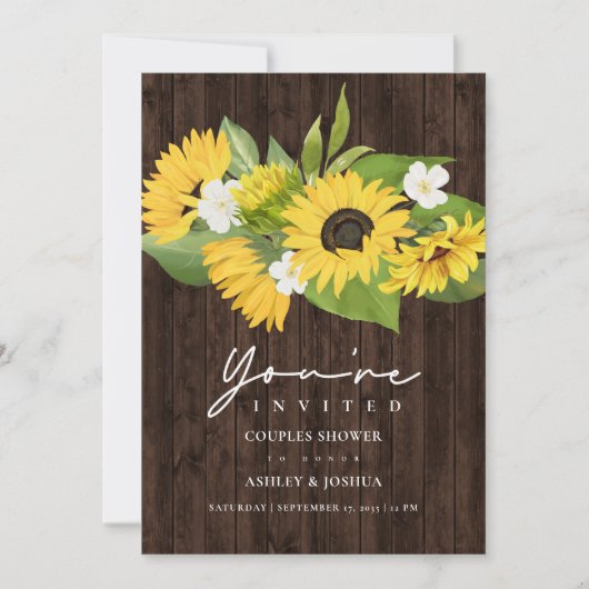 Invitation Bouquet de tournesol rustique Mariage Couples Douc (Devant)