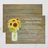 Invitation Bouquet de tournesol rustique pays Mason Jar Bride (Devant / Derrière)