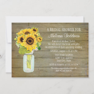 Invitation Bouquet de tournesol rustique pays Mason Jar Bride