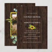 Invitation Bouquet de tournesol rustique Photo Couples Douche (Devant / Derrière)