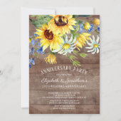 Invitation Bouquet de tournesol rustique pour fête d'annivers (Devant)