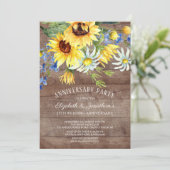 Invitation Bouquet de tournesol rustique pour fête d'annivers (Debout devant)