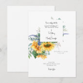 Invitation Bouquet de tournesol Watercolor moderne Mariage (Devant / Derrière)