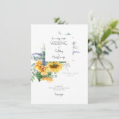 Invitation Bouquet de tournesol Watercolor moderne Mariage (Debout devant)