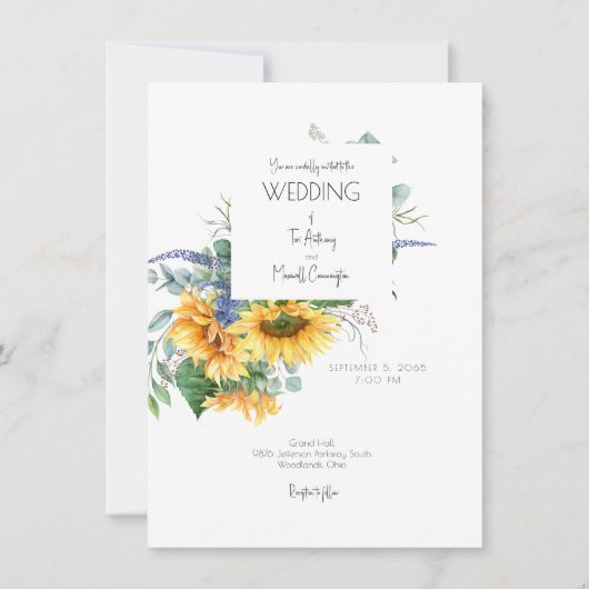 Invitation Bouquet de tournesol Watercolor moderne Mariage (Devant)
