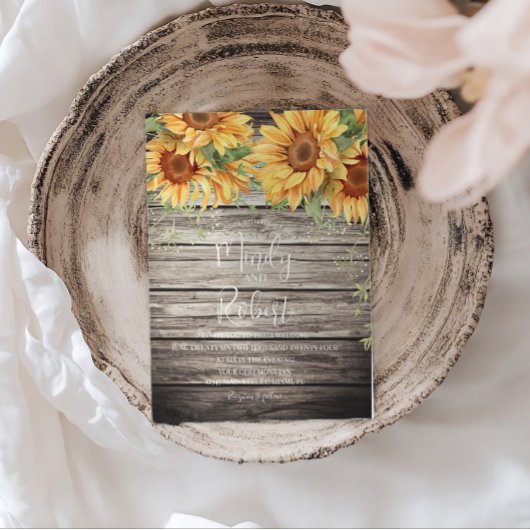 Invitation Bouquet de tournesols rustiques Mariage d'aquarell