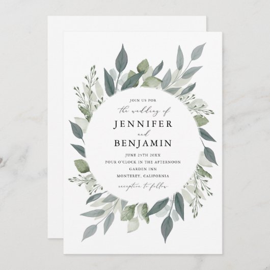 Invitation Bouquet de verdure (Devant / Derrière)