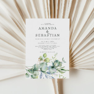 Invitation Bouquet de verdure d'aquarelle Fête de mariage d'h