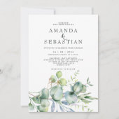 Invitation Bouquet de verdure d'aquarelle Fête de mariage d'h (Devant)