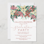 Invitation Bouquet de verdure fleurie rose ivoire (Devant)