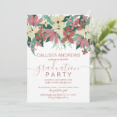 Invitation Bouquet de verdure fleurie rose ivoire (Debout devant)