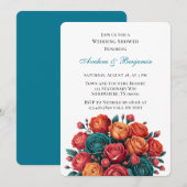 Invitation Bouquet de Wedding shower turquoise Orange Red Peo (Devant / Derrière)