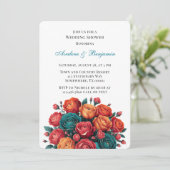 Invitation Bouquet de Wedding shower turquoise Orange Red Peo (Debout devant)