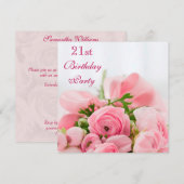 Invitation Bouquet Des Roses Roses Roses Roses 21e Anniversai (Devant / Derrière)