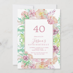 Invitation Bouquet d'été encadré vintage Anniversaire