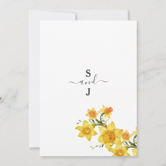 Invitation Bouquet d'été jonquilles dorées fleurs mariage (Dos)