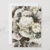 Invitation Bouquet d'hiver bleu ivoire Mariage de fleurs pein (Dos)
