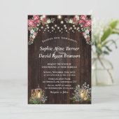 Invitation Bouquet d'hiver rustique En vichy Mariage Bow Wood (Debout devant)