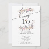 Invitation Bouquet d'or Chute rose Sweet 16 (Devant)