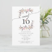 Invitation Bouquet d'or Chute rose Sweet 16 (Debout devant)