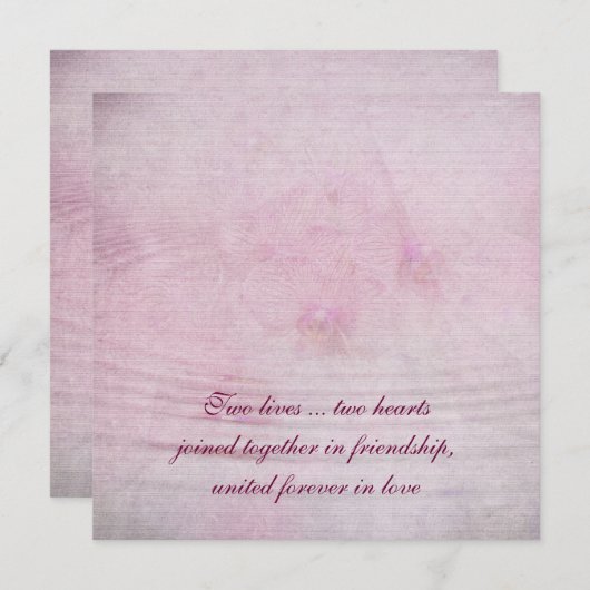 Invitation bouquet d'orchidée mariage rose avec ondulations (Devant / Derrière)