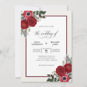 Invitation Bouquet Écarlate Eucalyptus Mariage