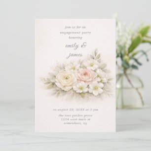 Invitation Bouquet éditorial floral pour fête de fiançailles