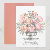 Invitation Bouquet élégant de pêche avec Fête des mariées de  (Devant / Derrière)