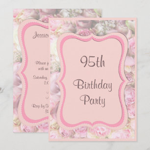 Invitation Bouquet élégant et romantique encadré pour 95e ann