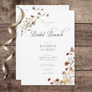 Invitation Bouquet Fleur sauvage blanc moderne Brunch nuptial