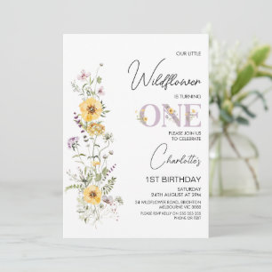 Invitation Bouquet Fleur sauvage jaune pourpre 1er anniversai