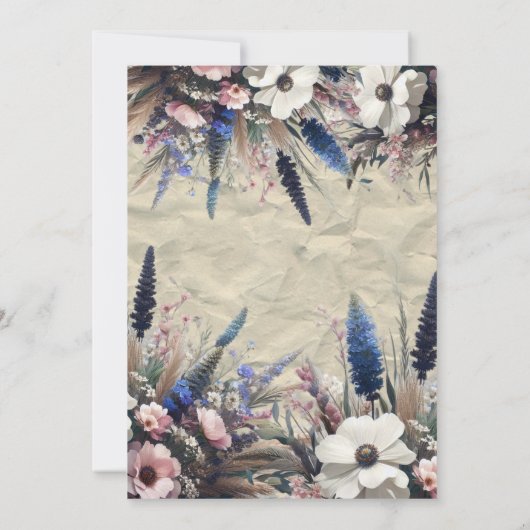 Invitation Bouquet Fleur sauvage rustique sur Mariage de parc (Dos)