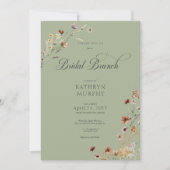 Invitation Bouquet Fleur sauvage vert moderne Brunch nuptial (Devant)