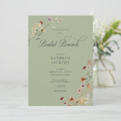 Invitation Bouquet Fleur sauvage vert moderne Brunch nuptial (Debout devant)
