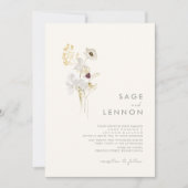 Invitation Bouquet Fleur sauvage Whimsical | Mariage ivoire (Devant)