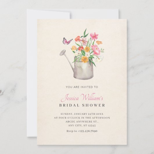 Invitation Bouquet fleuri douche nuptiale (Devant)