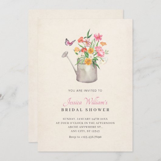 Invitation Bouquet fleuri douche nuptiale (Devant / Derrière)