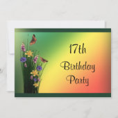 Invitation Bouquet Fleuri Et Papillons 17 Ans (Devant)
