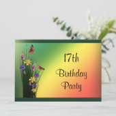 Invitation Bouquet Fleuri Et Papillons 17 Ans (Debout devant)