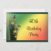Invitation Bouquet Fleuri Et Papillons 40 Ans (Devant)